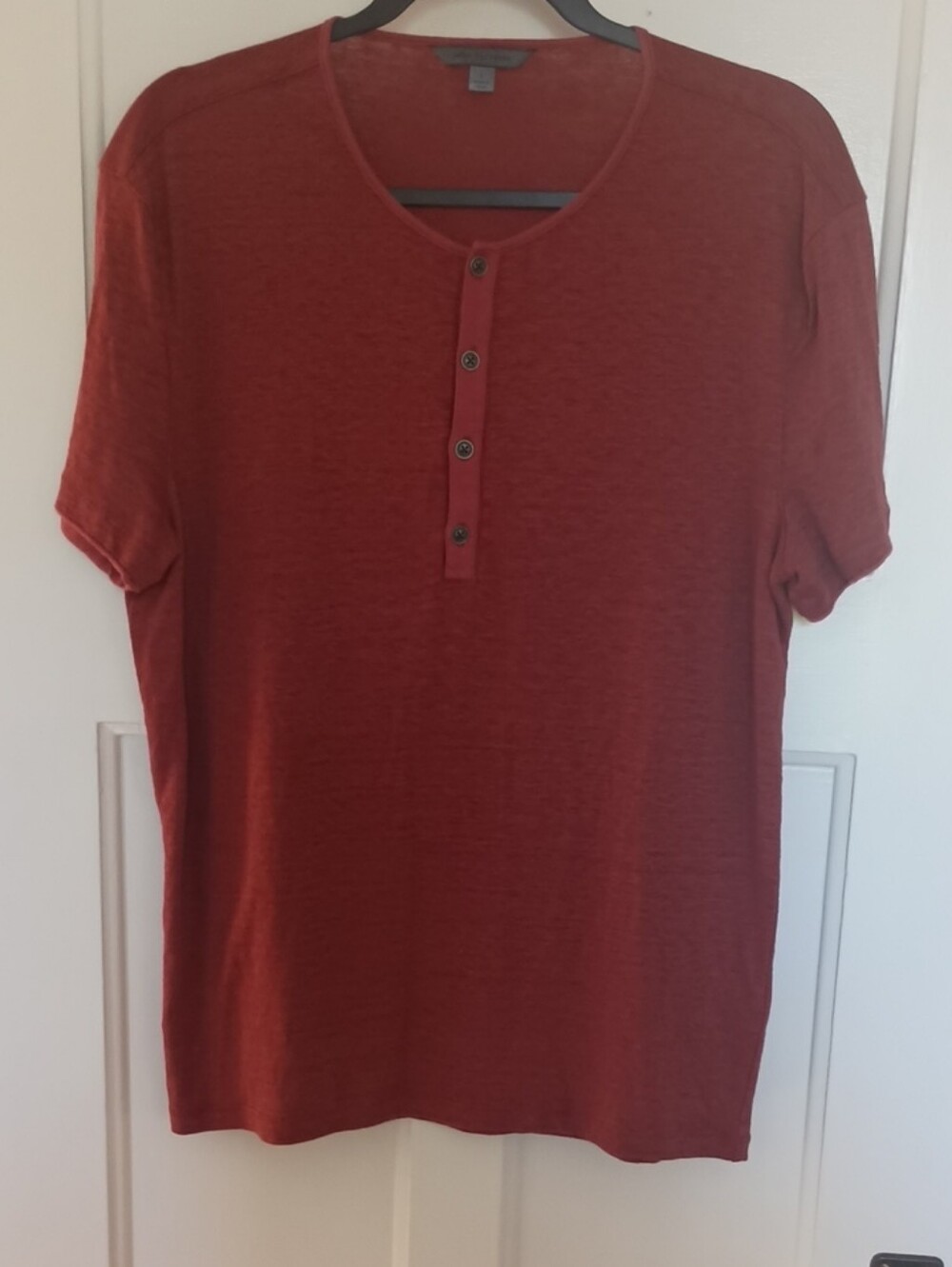 John Vervatos Men's Short-Sleeve Henley 100% Linen